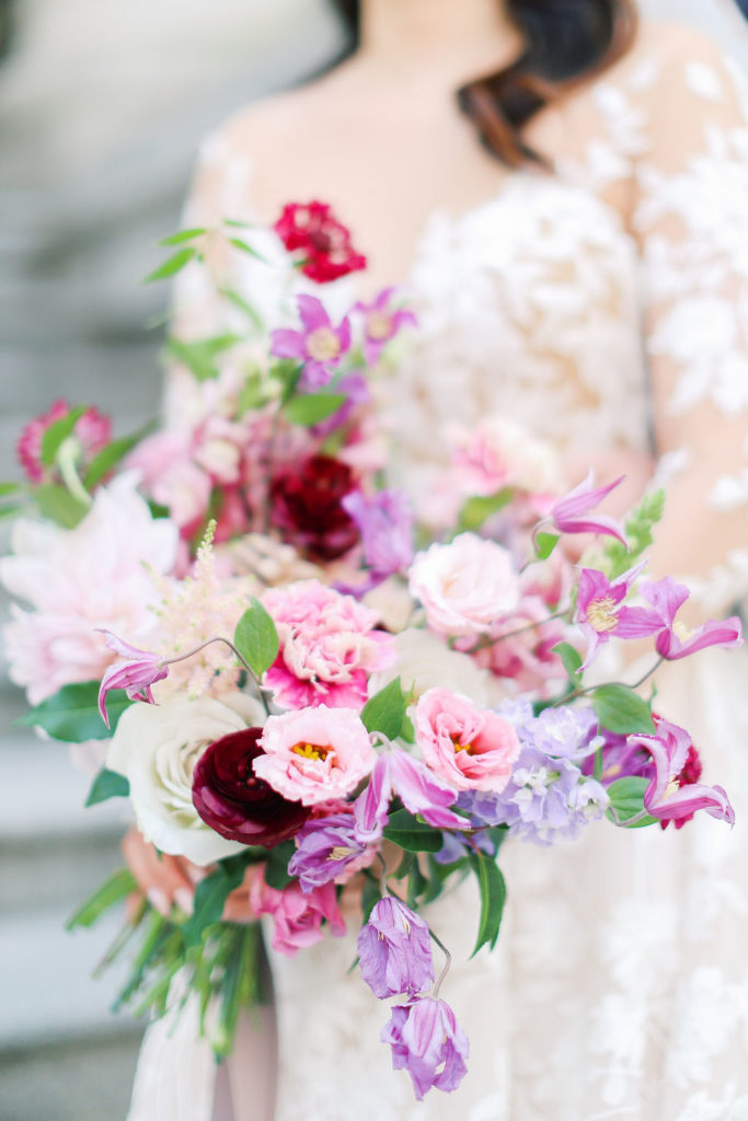 bouquet with purple and pink flowers