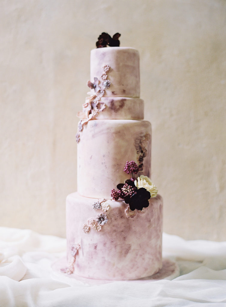 Purple and pink wedding cake