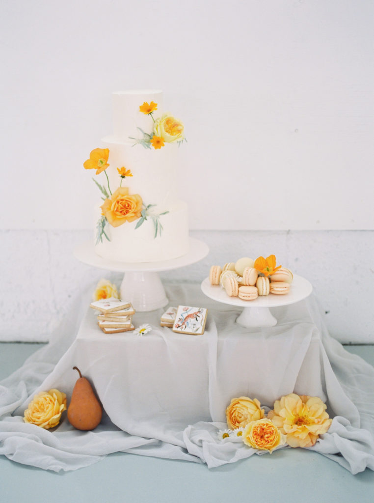 Autumn yellow and orange cake and desserts