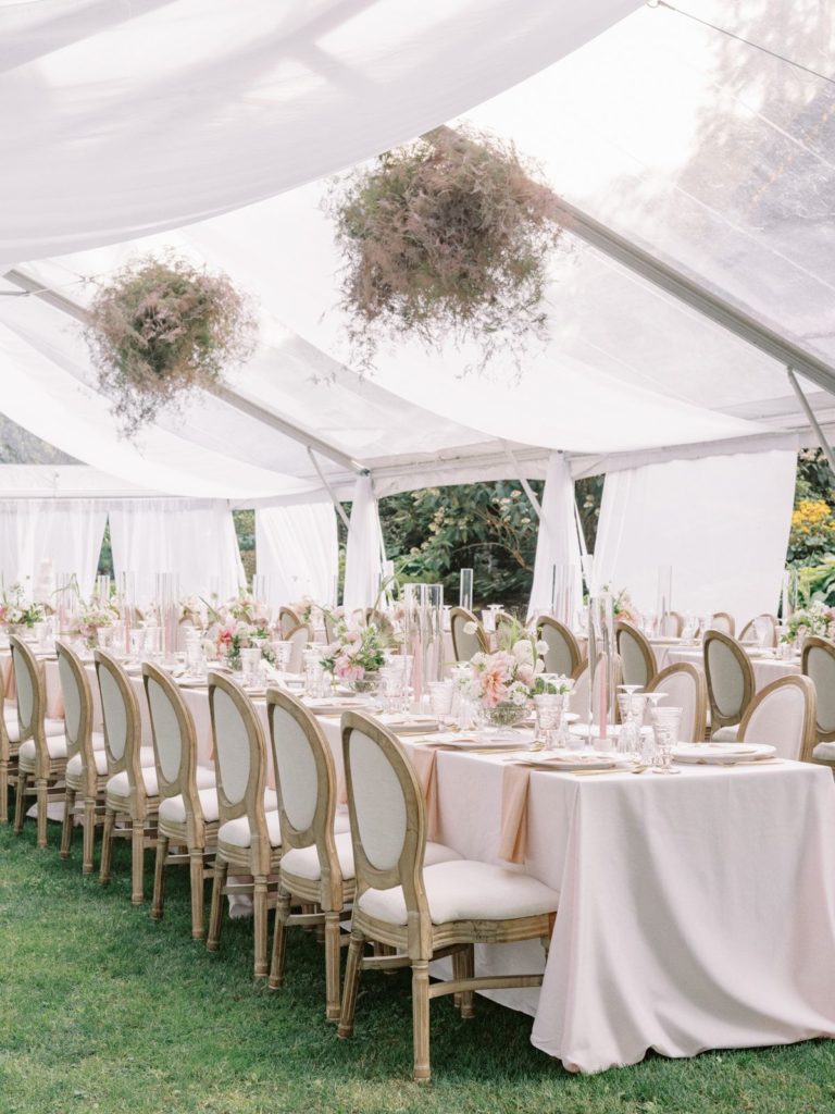 tented reception with florals costs