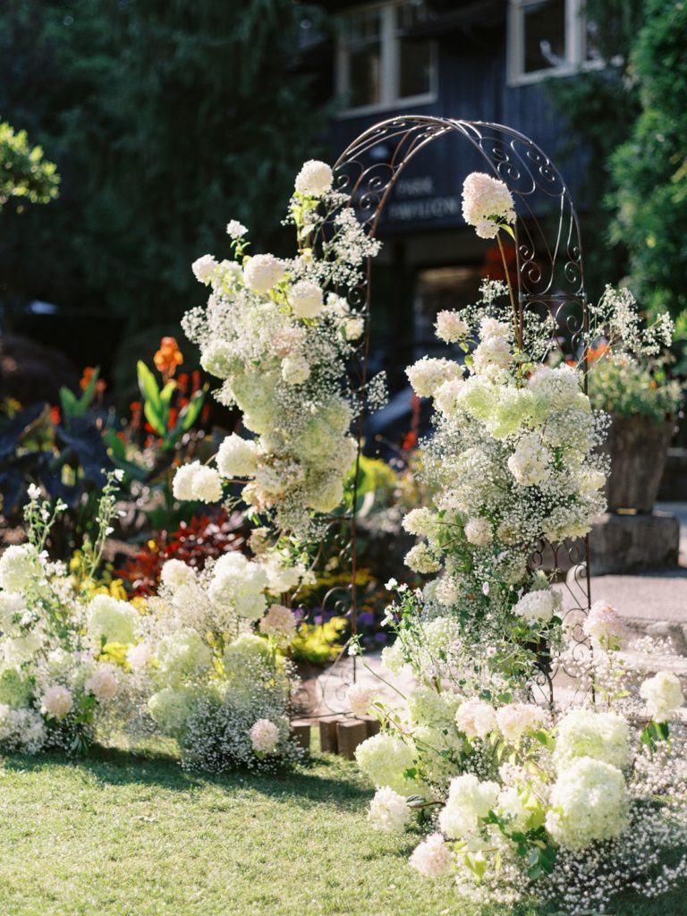 floral arch at stanley park pavilion wedding