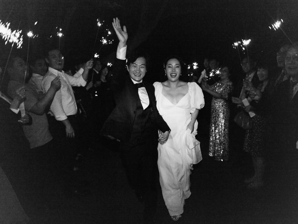 sparkler exit for stanley park wedding couple