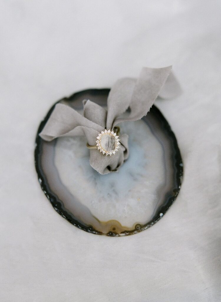 Leah Alexandra ring styled on plate