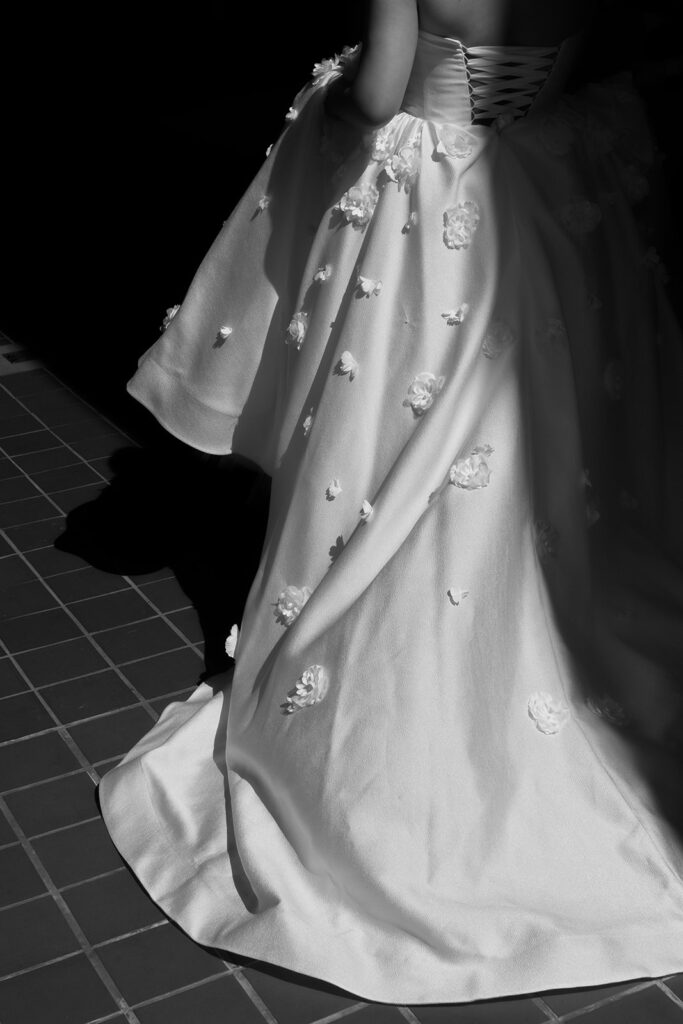 Bride wearing Blammo-Biamo gown from Luxx Nova Bridal.