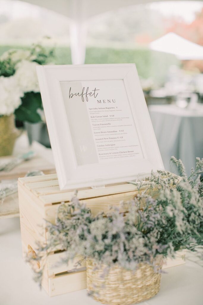 buffet menu by Vancouver caterer