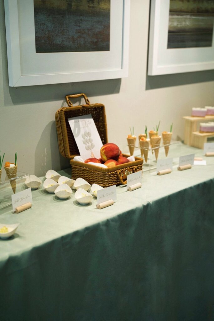 View of baby shower canapés