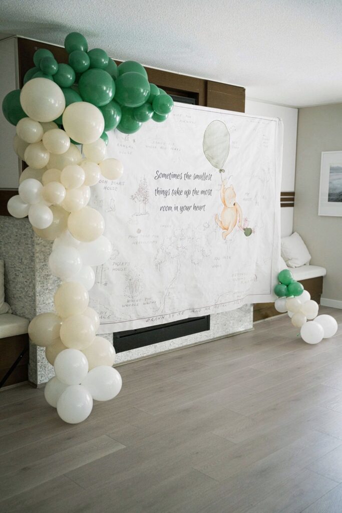 Winnie the Pooh back drop with quote