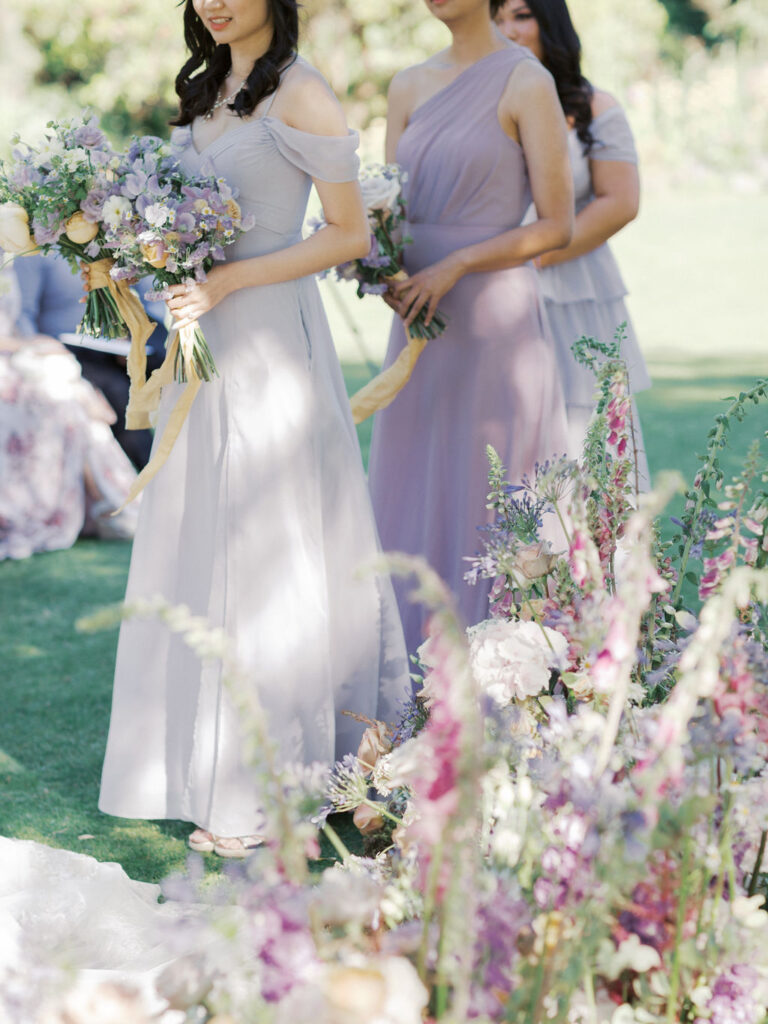side profile of bridesmaids at ceremony