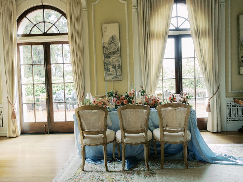 back view of engagement table scape