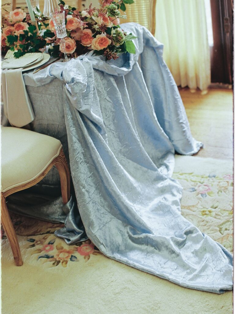 side view of draping fabric