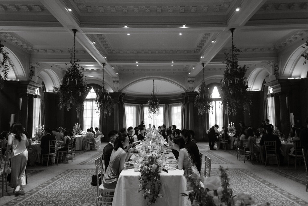Wedding guests dining at Grand Ballroom