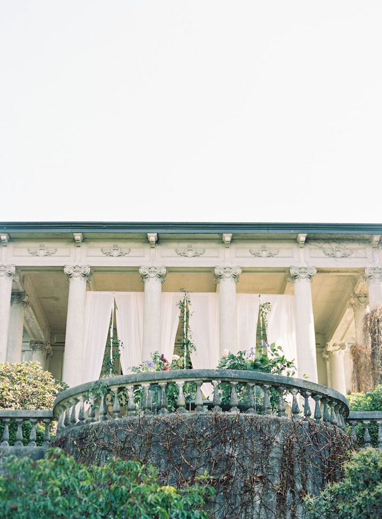 higher view of hycroft manor with decor