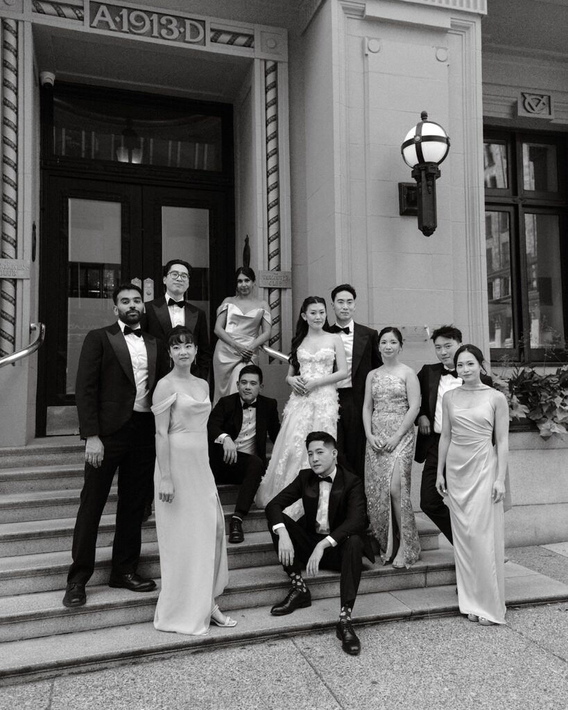 Vancouver club wedding party in black tie attire