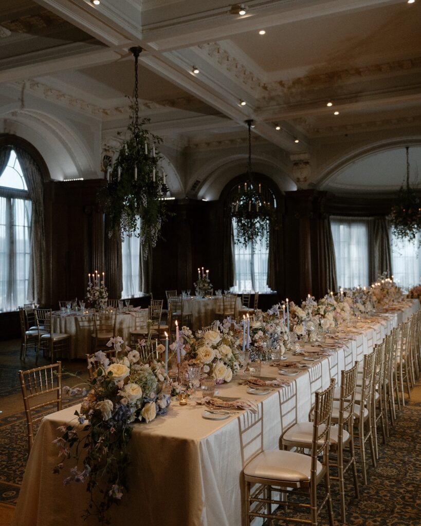 reception setup at Vancouver Club ballroom