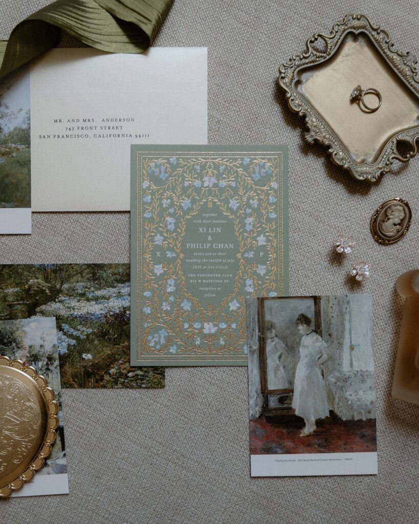 Vancouver Club Wedding invitation suite flatly